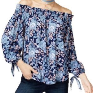 SEVEN SISTERS 3/4 Sleeves Off Shoulder Floral Top